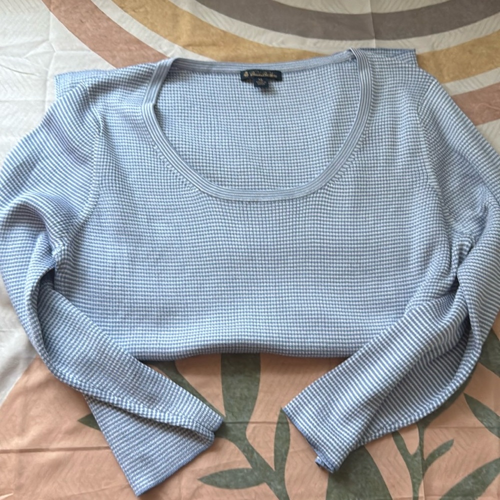 Brooks Brothers Lavender & White Ribbed Scoop Neck Top - Picture 3 of 9